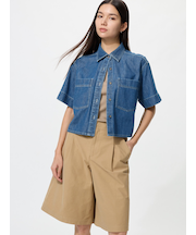 デニムボクシーシャツ/5分袖