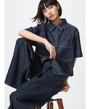 デニムボクシーシャツ/5分袖