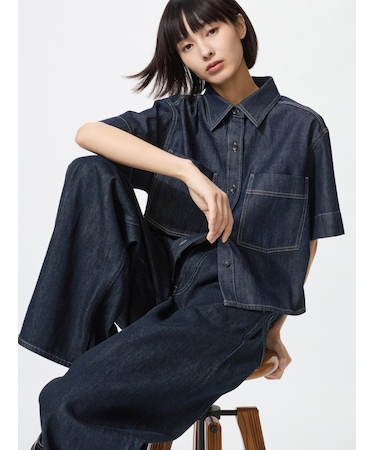 デニムボクシーシャツ/5分袖