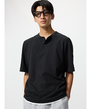 ドライワッフルヘンリーネックTシャツ
