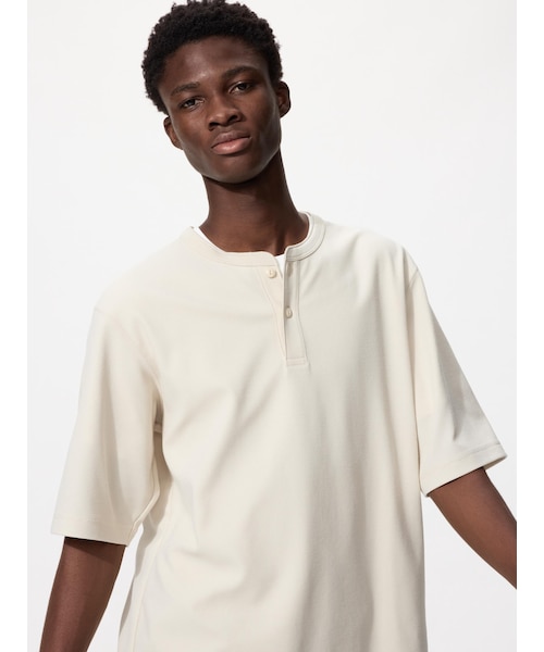 ドライワッフルヘンリーネックTシャツ｜ユニクロの通販｜&mall（アンド