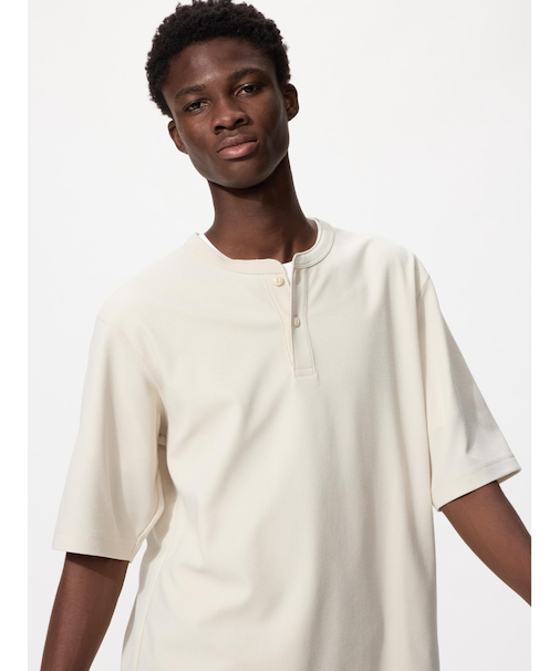 ドライワッフルヘンリーネックTシャツ