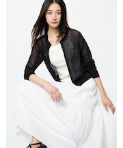 シアークルーネックショートカーディガン