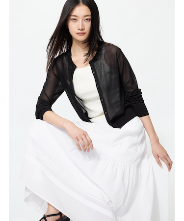 シアークルーネックショートカーディガン