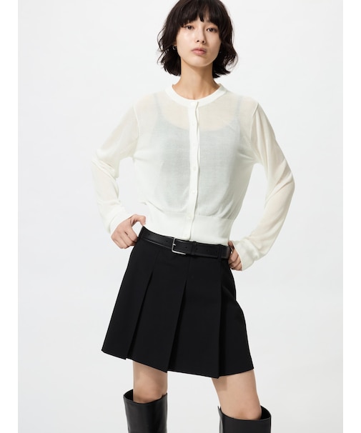 シアークルーネックショートカーディガン