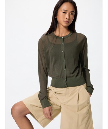 シアークルーネックショートカーディガン