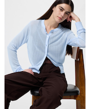 シアークルーネックショートカーディガン