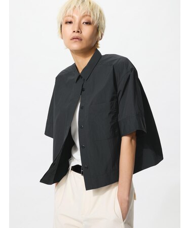 ナイロンボクシーショートシャツ/5分袖