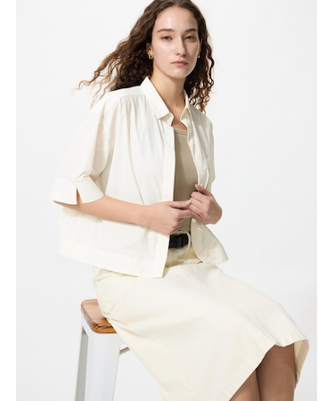 ナイロンボクシーショートシャツ/5分袖