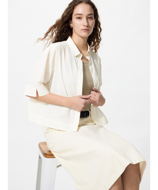 ナイロンボクシーショートシャツ/5分袖