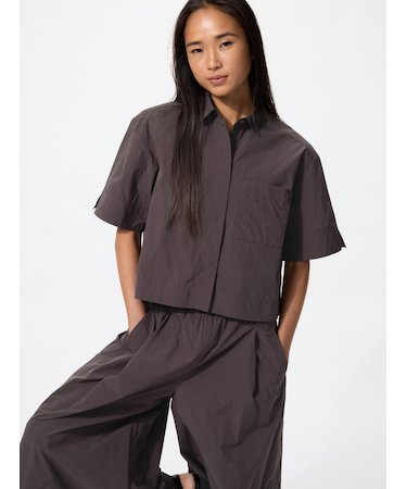 ナイロンボクシーショートシャツ/5分袖