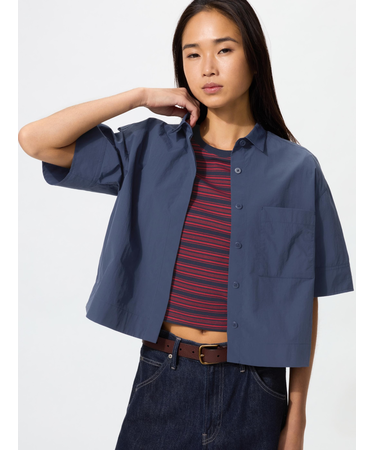 ナイロンボクシーショートシャツ/5分袖