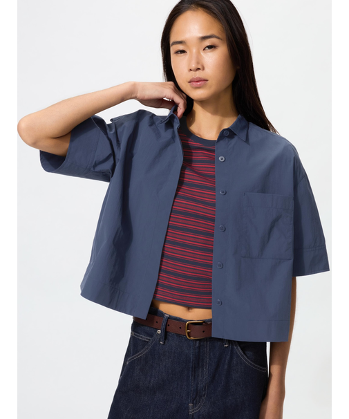 ナイロンボクシーショートシャツ/5分袖