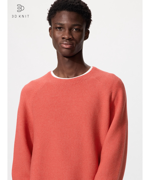 ウォッシャブル3Dクルーネックセーター