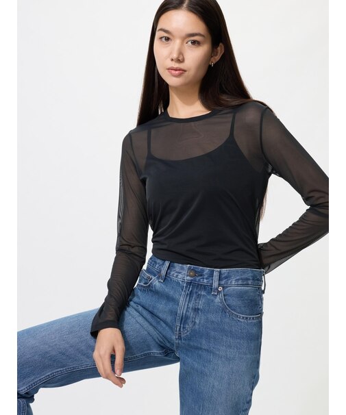 シアーメッシュクルーネックT