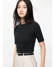 リブクルーネックT