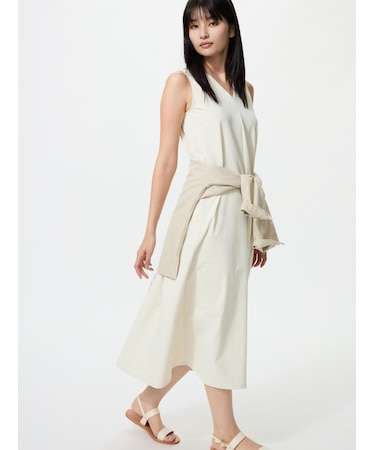 ウルトラストレッチVネックワンピース/ノースリーブ