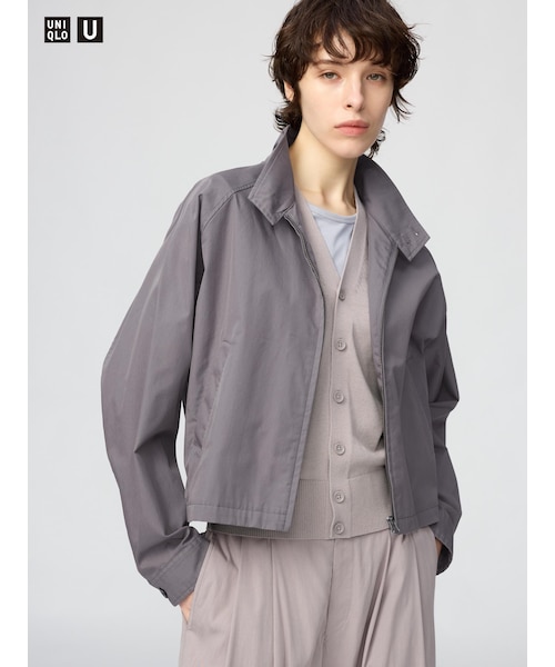 【新品】ユニクロU　コットンブレンドショートブルゾン（M ダークブラウン） UNIQLO U コットンブレンドショートブルゾン ダークブラウン XSサイズ