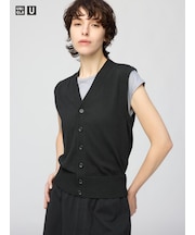 ウォッシャブルボタンダウンニットベスト