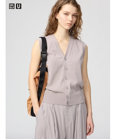 ウォッシャブルボタンダウンニットベスト