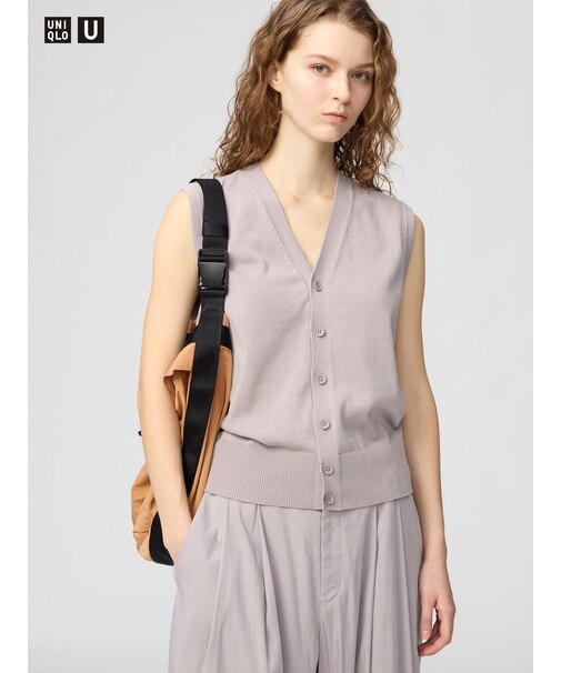 ウォッシャブルボタンダウンニットベスト