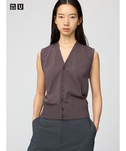 ウォッシャブルボタンダウンニットベスト