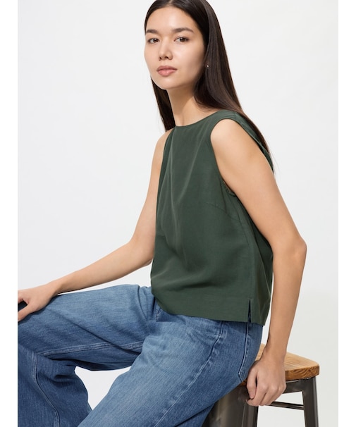 リネンブレンドブラウス/ノースリーブ