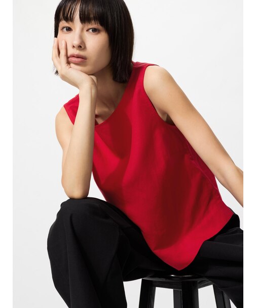 リネンブレンドブラウス/ノースリーブ