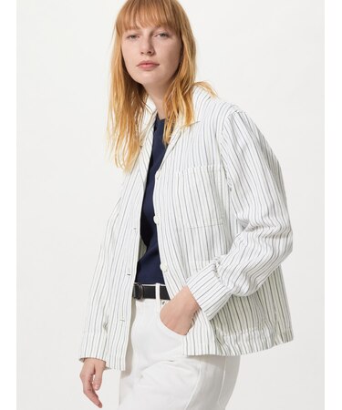 リネンブレンドカバーオール/ストライプ