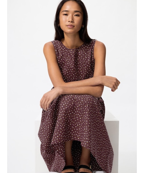 ウエストギャザーワンピース/ノースリーブ/フラワー