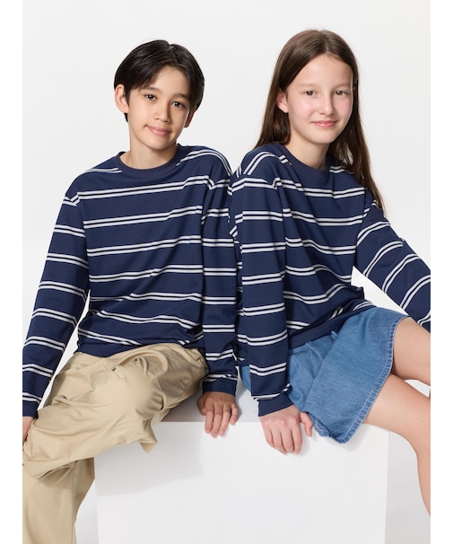エアリズムコットンボーダークルーネックTシャツ