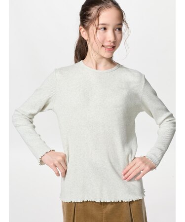 GIRLS リブクルーネックTシャツ