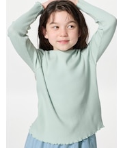 GIRLS リブクルーネックTシャツ