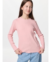 GIRLS リブクルーネックTシャツ