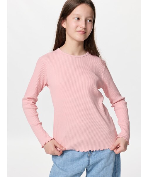 GIRLS リブクルーネックTシャツ