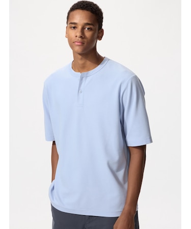ドライワッフルヘンリーネックTシャツ