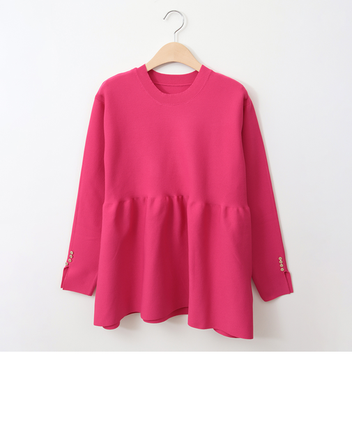 【洗える】ペプラムライトニットチュニック[21212351]natural mist