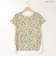 【UVケア】フラワー柄切り替えフレンチスリーブカットソー[41411293]natural mist