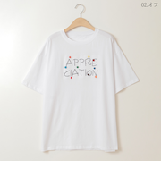 カラフルボタン&ロゴ刺繍Tシャツ[30111311]natural mist
