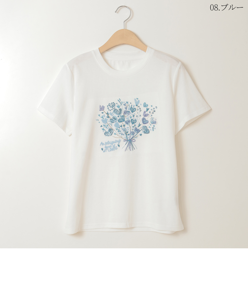 フラワーエンブロイダリーTシャツ[30111315]natural mist