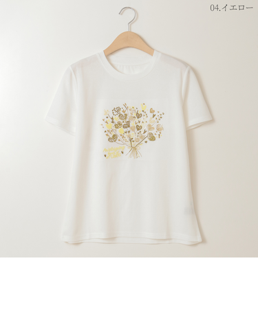 フラワーエンブロイダリーTシャツ[30111315]natural mist
