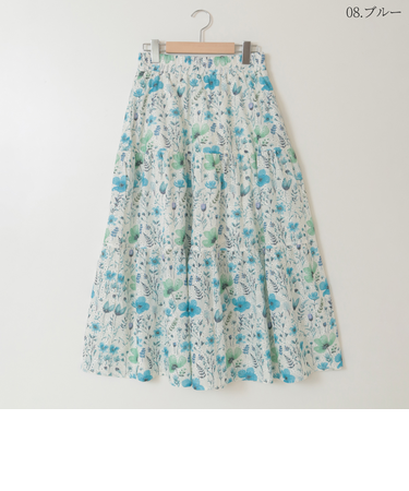 プリントレースティアードスカート  [41415154]natural mist