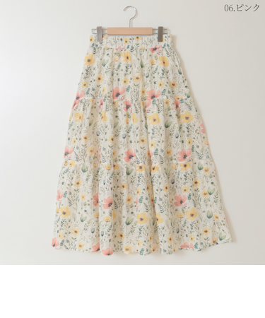 プリントレースティアードスカート  [41415154]natural mist