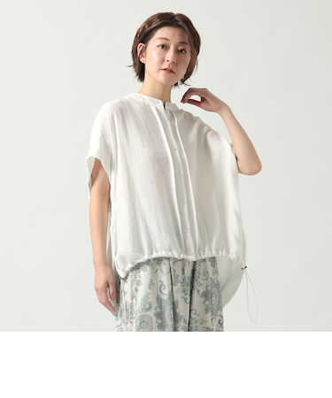 ドロストラウンドヘムブラウス[41413484]natural mist