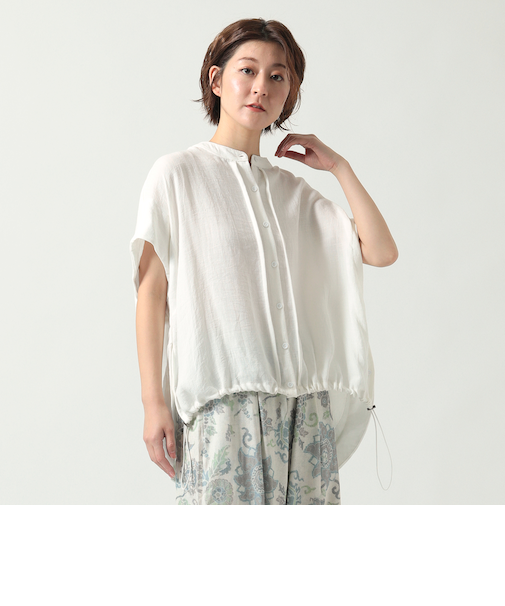 ドロストラウンドヘムブラウス[41413484]natural mist