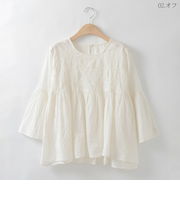 ステッチ刺繍コットンブラウス  [41713468]natural mist