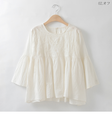 ステッチ刺繍コットンブラウス  [41713468]natural mist
