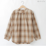 チェックギャザーブラウス  [41413582]natural mist