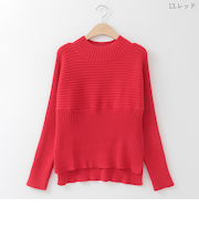 切り替えリブニットプルオーバー[41412480]natural mist