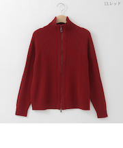 ジップアップリブニットカーディガン  [41412466]natural mist